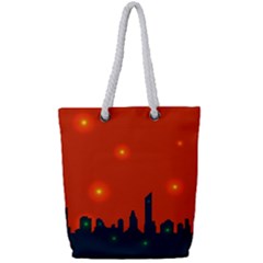 City Light Night Lights Evening Full Print Rope Handle Tote (small) by Wegoenart