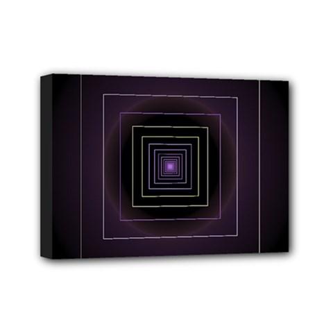 Fractal Square Modern Purple Mini Canvas 7  X 5  (stretched) by Wegoenart