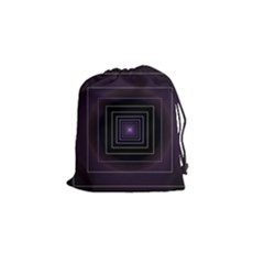 Fractal Square Modern Purple Drawstring Pouch (small) by Wegoenart