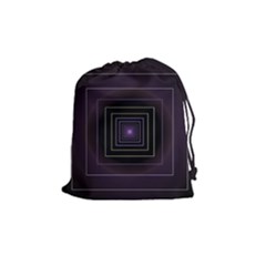 Fractal Square Modern Purple Drawstring Pouch (medium) by Wegoenart