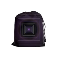 Fractal Square Modern Purple Drawstring Pouch (large) by Wegoenart