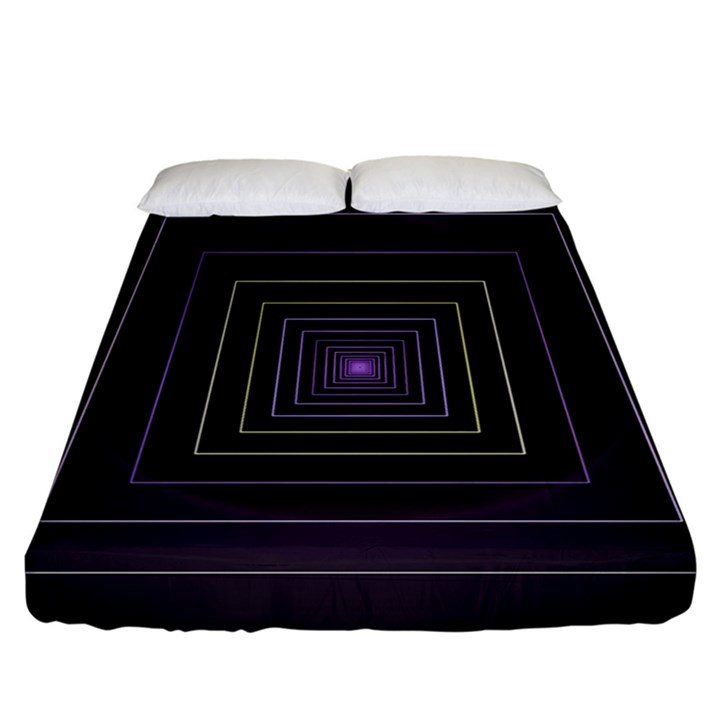 Fractal Square Modern Purple Fitted Sheet (California King Size)