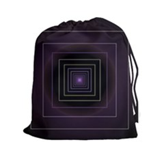 Fractal Square Modern Purple Drawstring Pouch (xxl) by Wegoenart