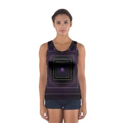 Fractal Square Modern Purple Sport Tank Top  by Wegoenart