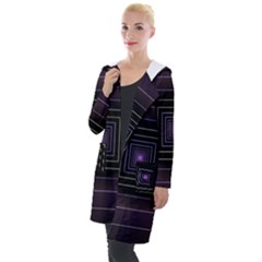 Fractal Square Modern Purple Hooded Pocket Cardigan