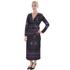 Fractal Square Modern Purple Velvet Maxi Wrap Dress