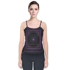 Fractal Square Modern Purple Velvet Spaghetti Strap Top by Wegoenart