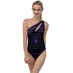 Fractal Square Modern Purple To One Side Swimsuit by Wegoenart