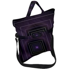 Fractal Square Modern Purple Fold Over Handle Tote Bag