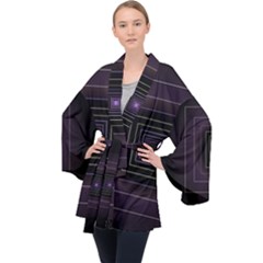 Fractal Square Modern Purple Velvet Kimono Robe