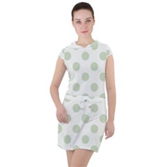 Green Dots Modern Pattern Paper Drawstring Hooded Dress