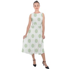 Green Dots Modern Pattern Paper Midi Tie-back Chiffon Dress by Wegoenart