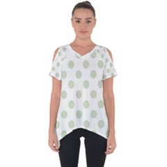 Green Dots Modern Pattern Paper Cut Out Side Drop Tee by Wegoenart