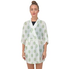 Green Dots Modern Pattern Paper Half Sleeve Chiffon Kimono by Wegoenart