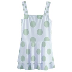 Green Dots Modern Pattern Paper Kids  Layered Skirt Swimsuit by Wegoenart