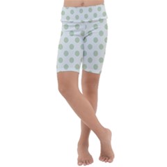 Green Dots Modern Pattern Paper Kids  Lightweight Velour Cropped Yoga Leggings