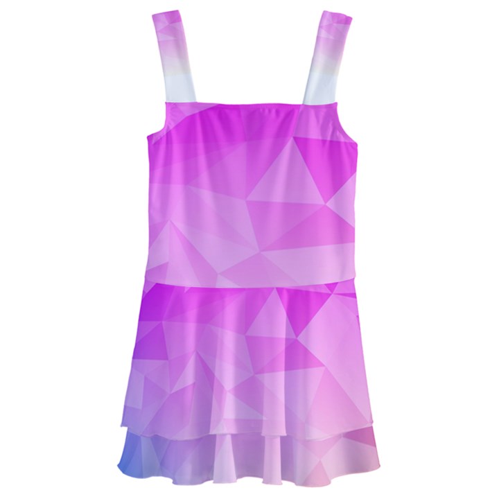 Low Poly Triangle Pattern Kids  Layered Skirt Swimsuit