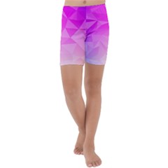 Low Poly Triangle Pattern Kids  Lightweight Velour Capri Yoga Leggings