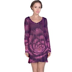 Fractal Blossom Flower Bloom Long Sleeve Nightdress by Wegoenart