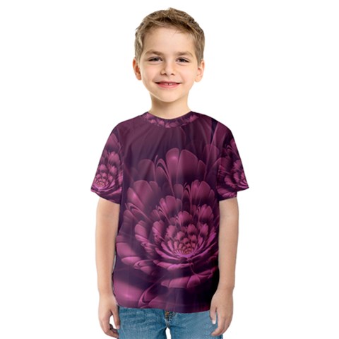 Fractal Blossom Flower Bloom Kids  Sport Mesh Tee by Wegoenart