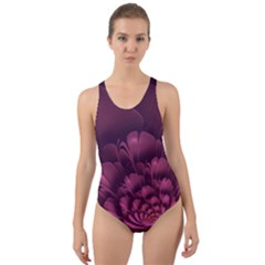 Fractal Blossom Flower Bloom Cut-out Back One Piece Swimsuit by Wegoenart