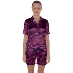 Fractal Blossom Flower Bloom Satin Short Sleeve Pyjamas Set by Wegoenart