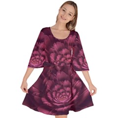 Fractal Blossom Flower Bloom Velvet Kimono Dress