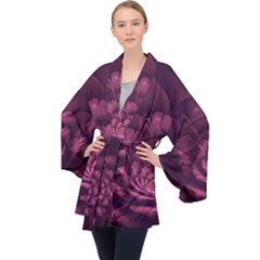 Fractal Blossom Flower Bloom Velvet Kimono Robe