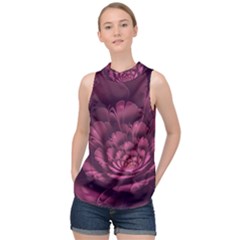 Fractal Blossom Flower Bloom High Neck Satin Top