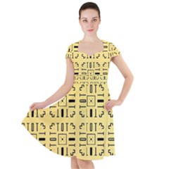 Pattern Background Abstract Design Cap Sleeve Midi Dress