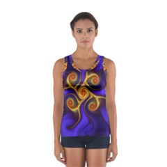 Fractal Neon Blue Bright Fantasy Sport Tank Top  by Wegoenart