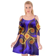 Fractal Neon Blue Bright Fantasy Cutout Spaghetti Strap Chiffon Dress by Wegoenart