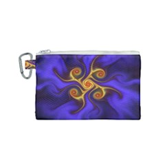 Fractal Neon Blue Bright Fantasy Canvas Cosmetic Bag (small) by Wegoenart