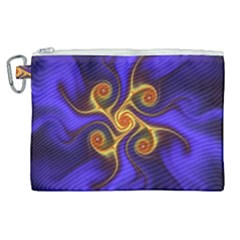 Fractal Neon Blue Bright Fantasy Canvas Cosmetic Bag (xl) by Wegoenart