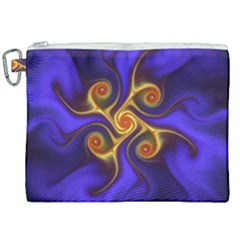 Fractal Neon Blue Bright Fantasy Canvas Cosmetic Bag (xxl) by Wegoenart