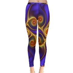 Fractal Neon Blue Bright Fantasy Inside Out Leggings by Wegoenart