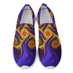 Fractal Neon Blue Bright Fantasy Women s Slip On Sneakers