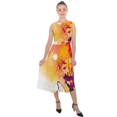 Paint Splash Paint Splatter Design Midi Tie-back Chiffon Dress by Wegoenart