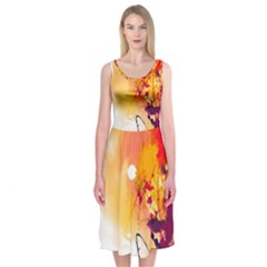 Paint Splash Paint Splatter Design Midi Sleeveless Dress by Wegoenart