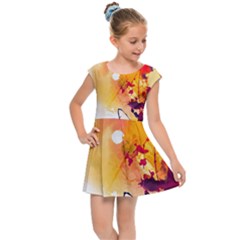 Paint Splash Paint Splatter Design Kids Cap Sleeve Dress by Wegoenart