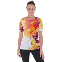 Paint Splash Paint Splatter Design Shoulder Cut Out Short Sleeve Top by Wegoenart