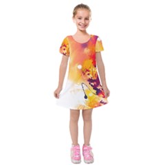 Paint Splash Paint Splatter Design Kids  Short Sleeve Velvet Dress by Wegoenart