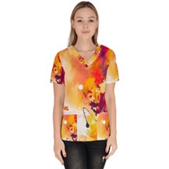 Paint Splash Paint Splatter Design Women s V-neck Scrub Top by Wegoenart