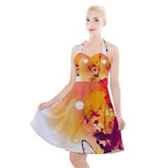 Paint Splash Paint Splatter Design Halter Party Swing Dress  by Wegoenart