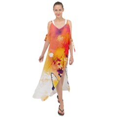 Paint Splash Paint Splatter Design Maxi Chiffon Cover Up Dress by Wegoenart