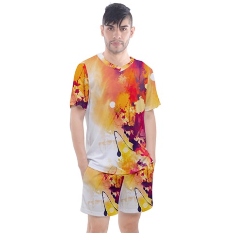 Paint Splash Paint Splatter Design Men s Mesh Tee And Shorts Set by Wegoenart