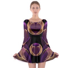 Fractal Glass Ball Bright Sphere Long Sleeve Skater Dress by Wegoenart