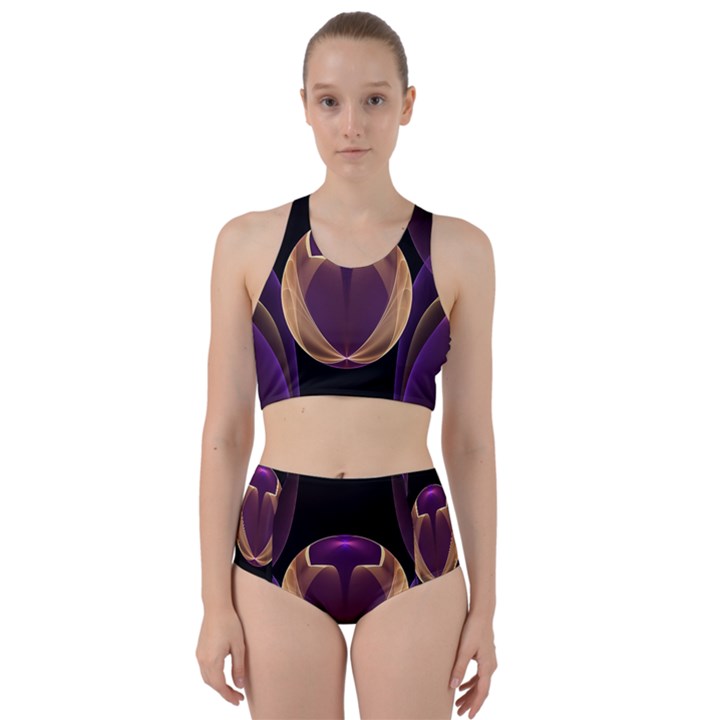 Fractal Glass Ball Bright Sphere Racer Back Bikini Set