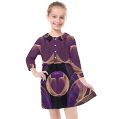 Fractal Glass Ball Bright Sphere Kids  Quarter Sleeve Shirt Dress by Wegoenart