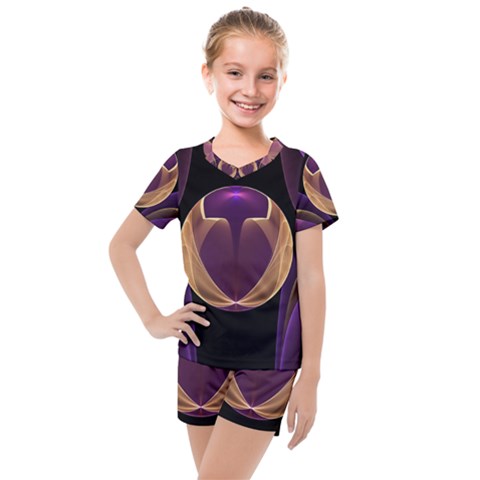 Fractal Glass Ball Bright Sphere Kids  Mesh Tee And Shorts Set by Wegoenart